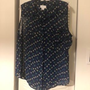 Sleeveless See-through Collared Top